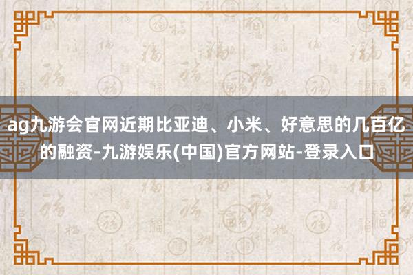 ag九游会官网近期比亚迪、小米、好意思的几百亿的融资-九游娱乐(中国)官方网站-登录入口